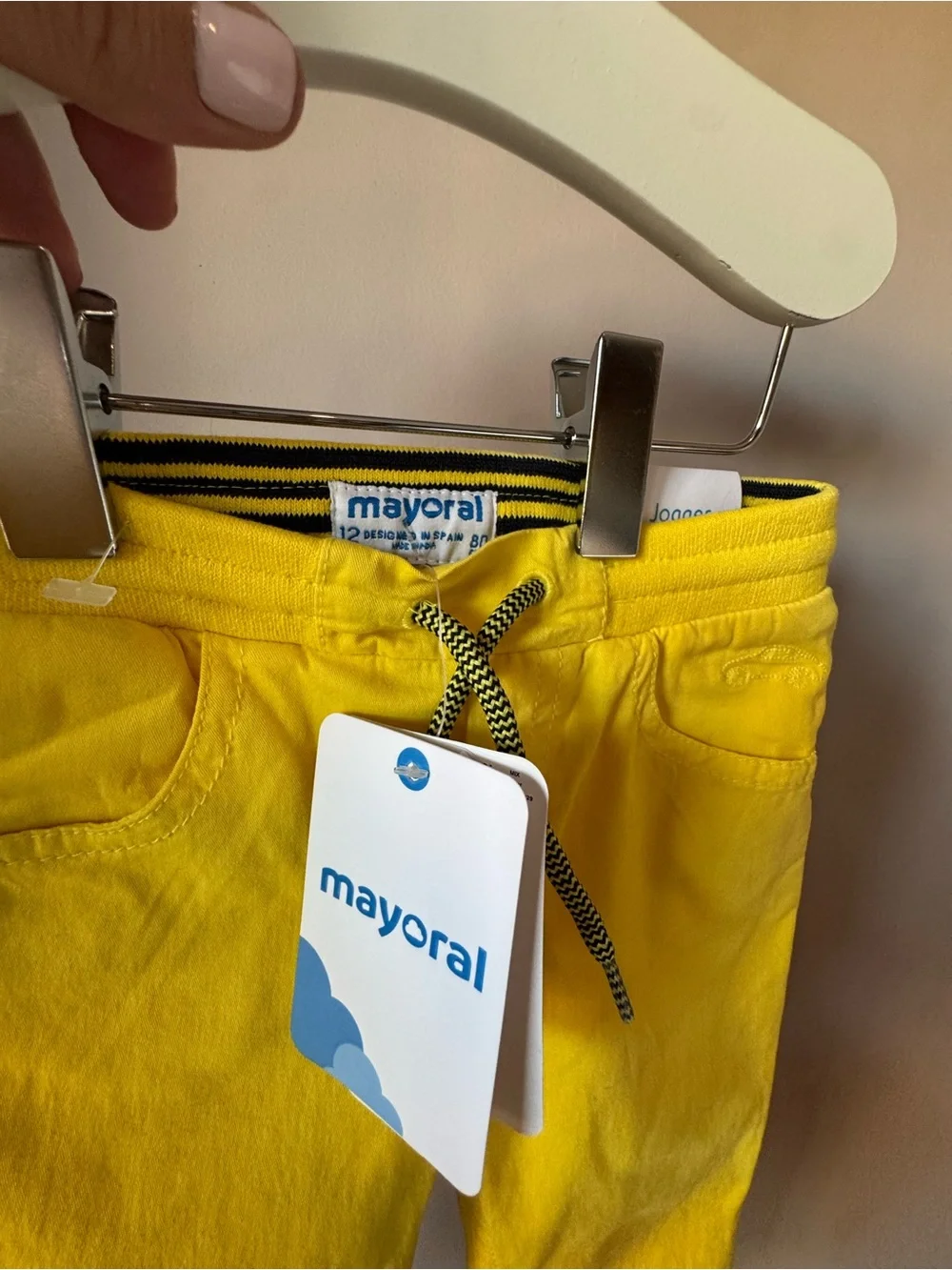 Mayoral NWT Baby‎ Bright Yellow Drawstring Joggers Size 12 Months